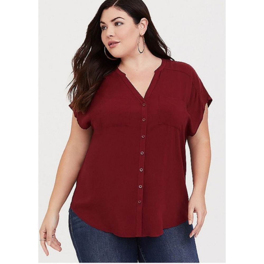 Torrid Burgundy Red Challis Dolman top, size 5